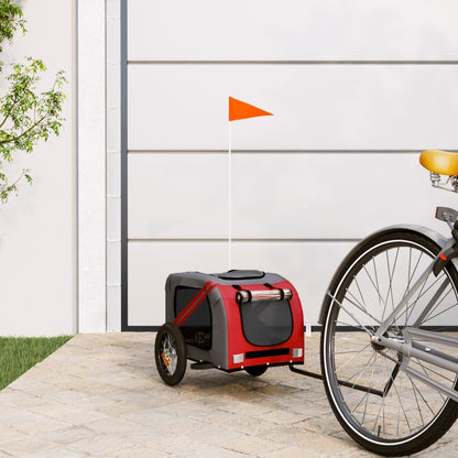 Vidaxl Remolque De Bicicleta Mascotas Hierro Tela Oxford Rojo Gris_1