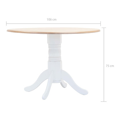 Mesa De Comedor Madera Maciza De Caucho Blanco Y Marrón 106 Cm_3