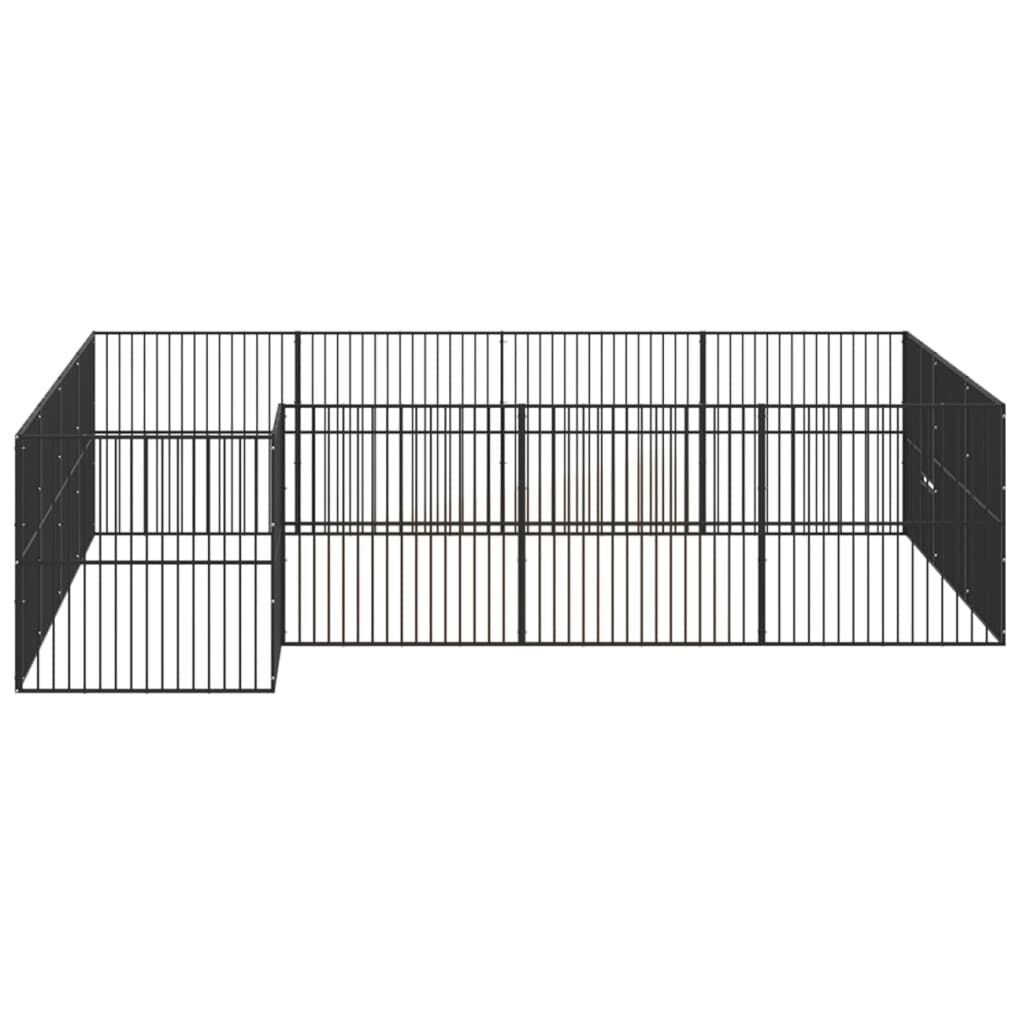 Vidaxl Corralito Para Perros Con 16 Paneles Acero Galvanizado Negro_4