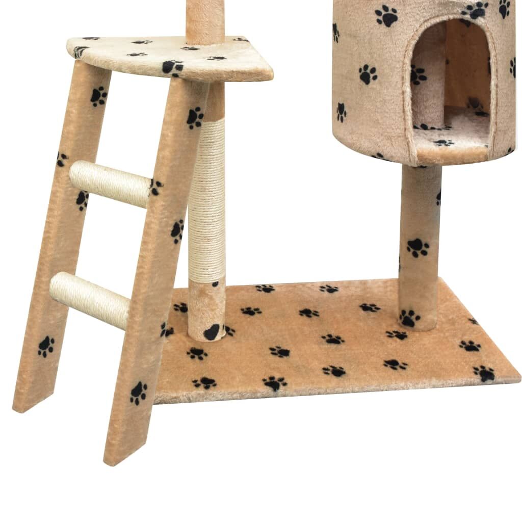 Vidaxl Rascador Para Gatos Poste Rascador De Sisal 150cm Huellas Beige_2