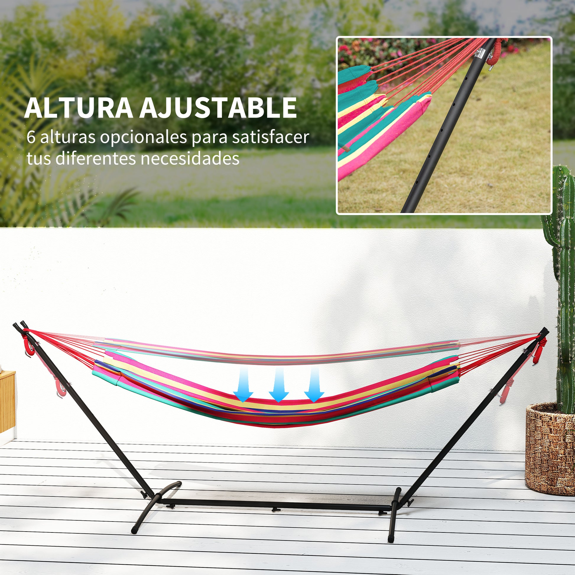 Outsunny Hamaca Con Soporte 310x117 Cm Hamaca De Camping Con Bolsa De Transporte_3