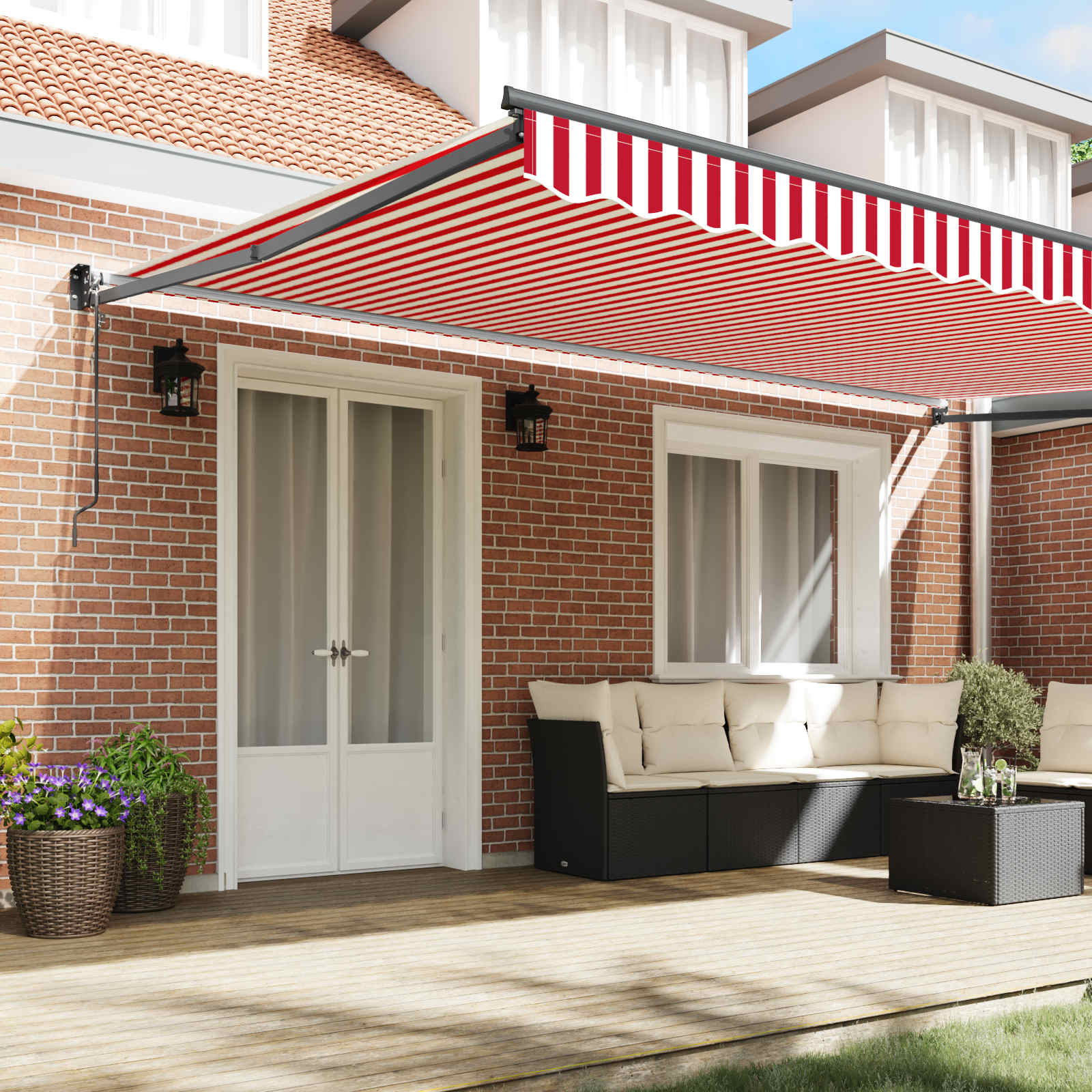 Toldo Retráctil Rojo Y Blanco 500 X 300 X 165 Cm_2