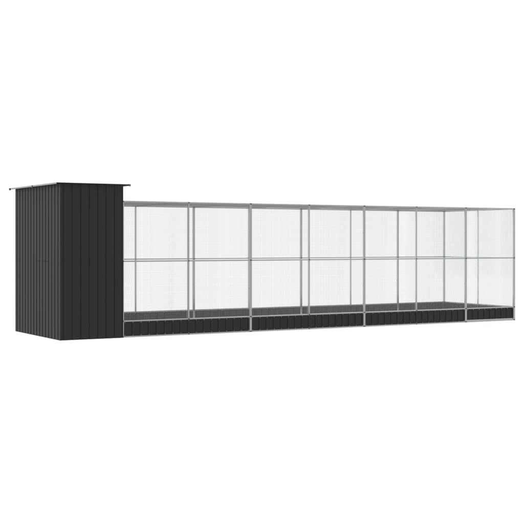 Vidaxl Pajarera Con Extensión Acero Plateado 830x203x216 Cm_4