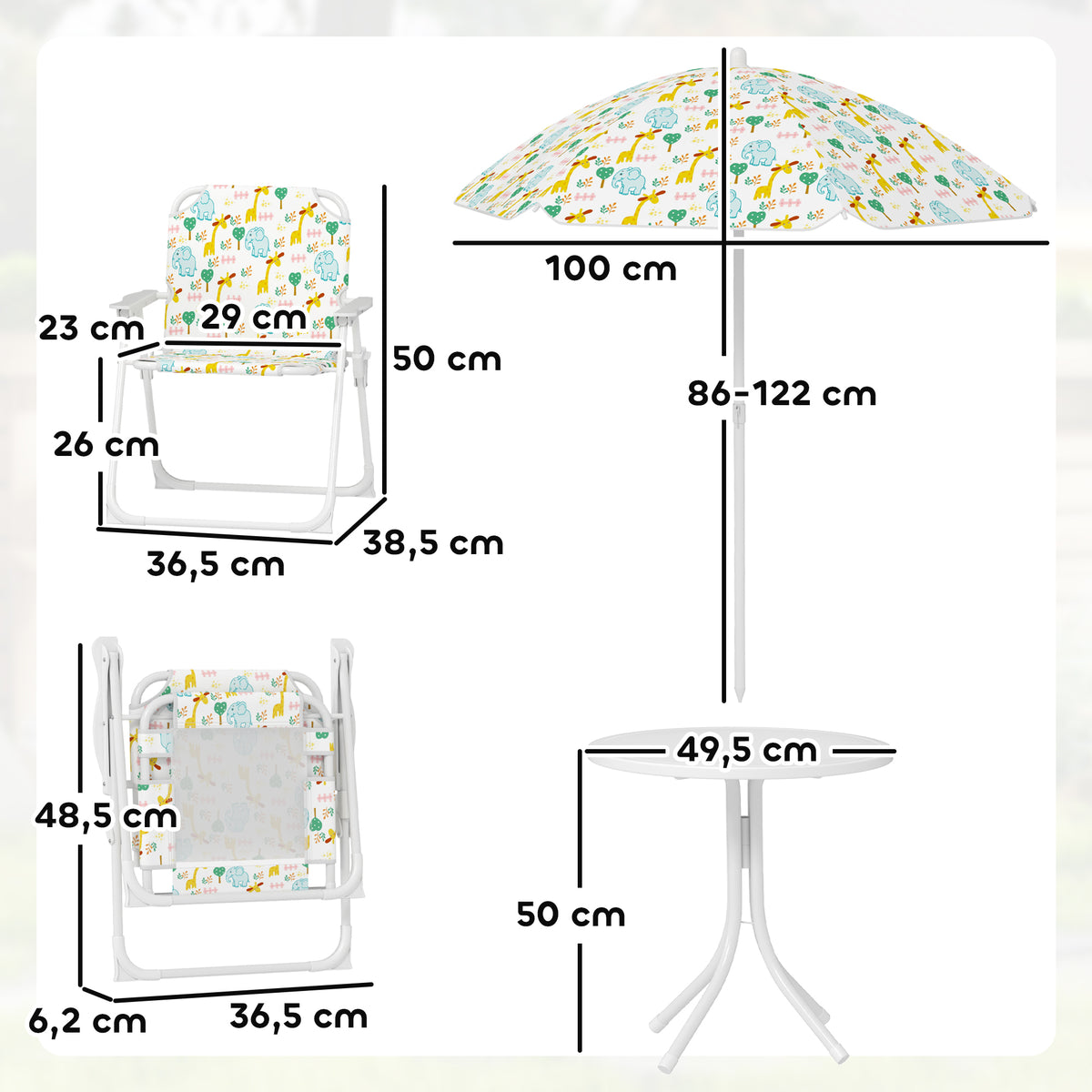 Conjunto Infantil Jardín Aiyaplay Acero, Poliéster Blanco 49.5x49.5x50 Cm_2