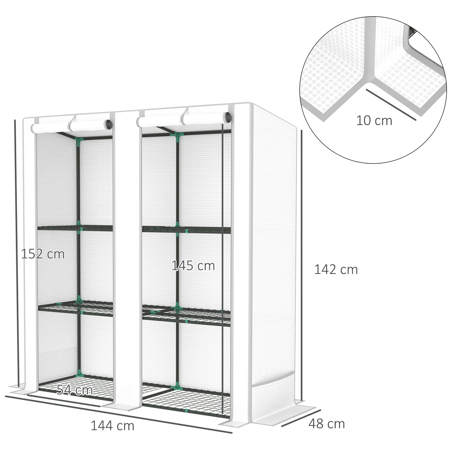 Outsunny Invernadero De Exterior Con Techo Inclinado Y 3 Estantes 144x48x152 Cm_2