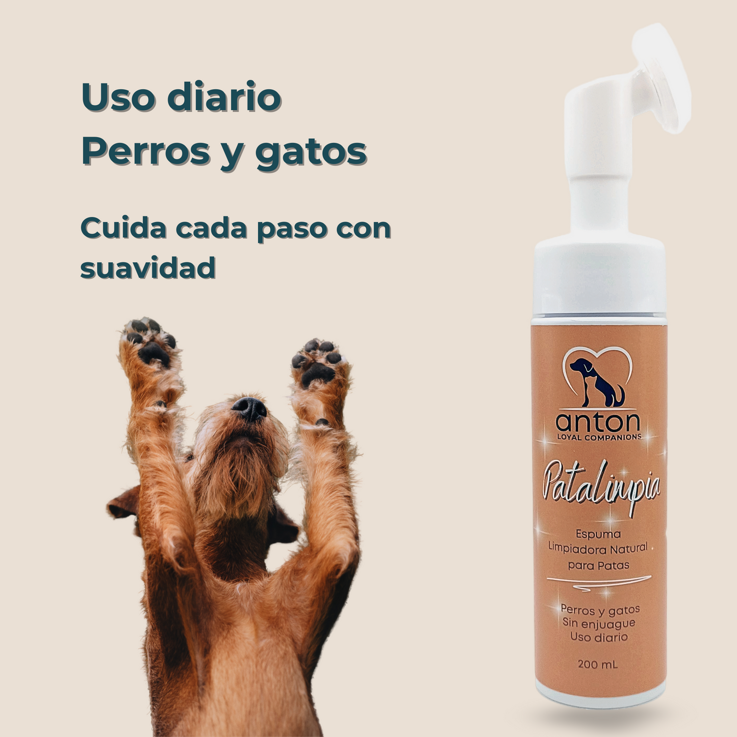 Espuma limpiadora natural para perros y gatos – Limpieza de patas 200 ml_4