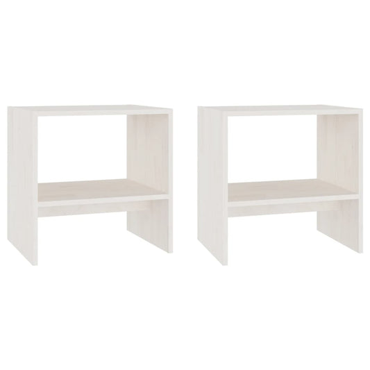 Mesitas De Noche 2 Uds Madera Maciza Pino Blanco 40x30,5x40 Cm_0