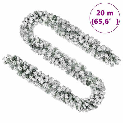 Vidaxl Guirnalda De Navidad Con Nieve Flocada Verde 20 M Pvc_4