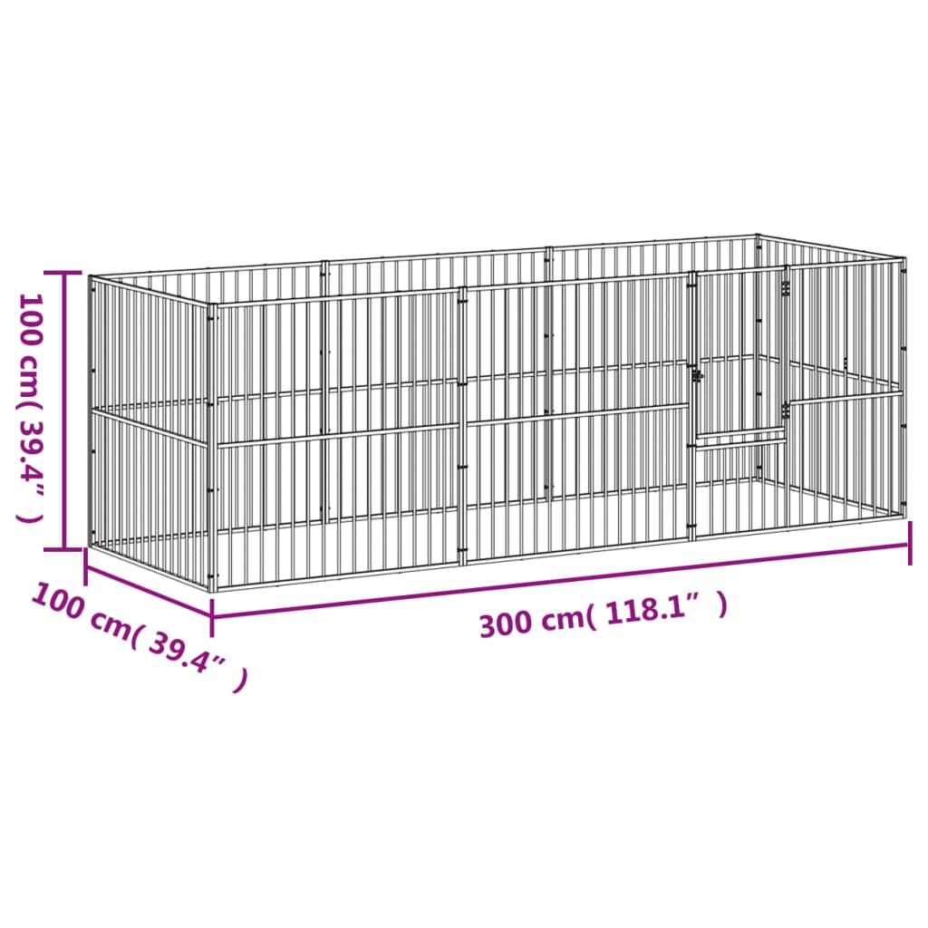 Vidaxl Corralito Para Perros Con 8 Paneles Acero Galvanizado Negro_2