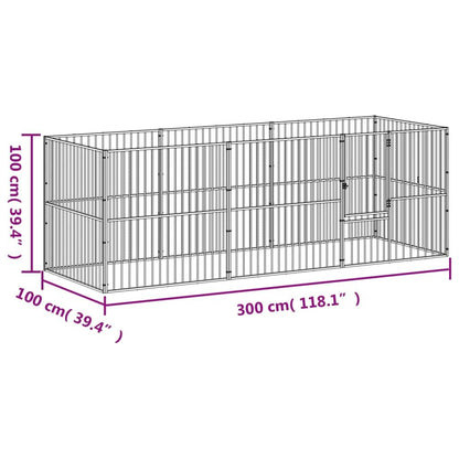 Vidaxl Corralito Para Perros Con 8 Paneles Acero Galvanizado Negro_2