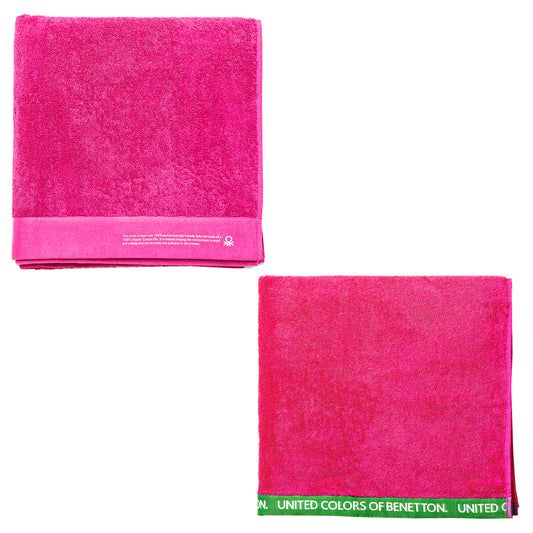 Juego De 2 Toallas 90x150cm + 90x160cm Algodón Orgánico 450gsm Fucsia Benetton_0