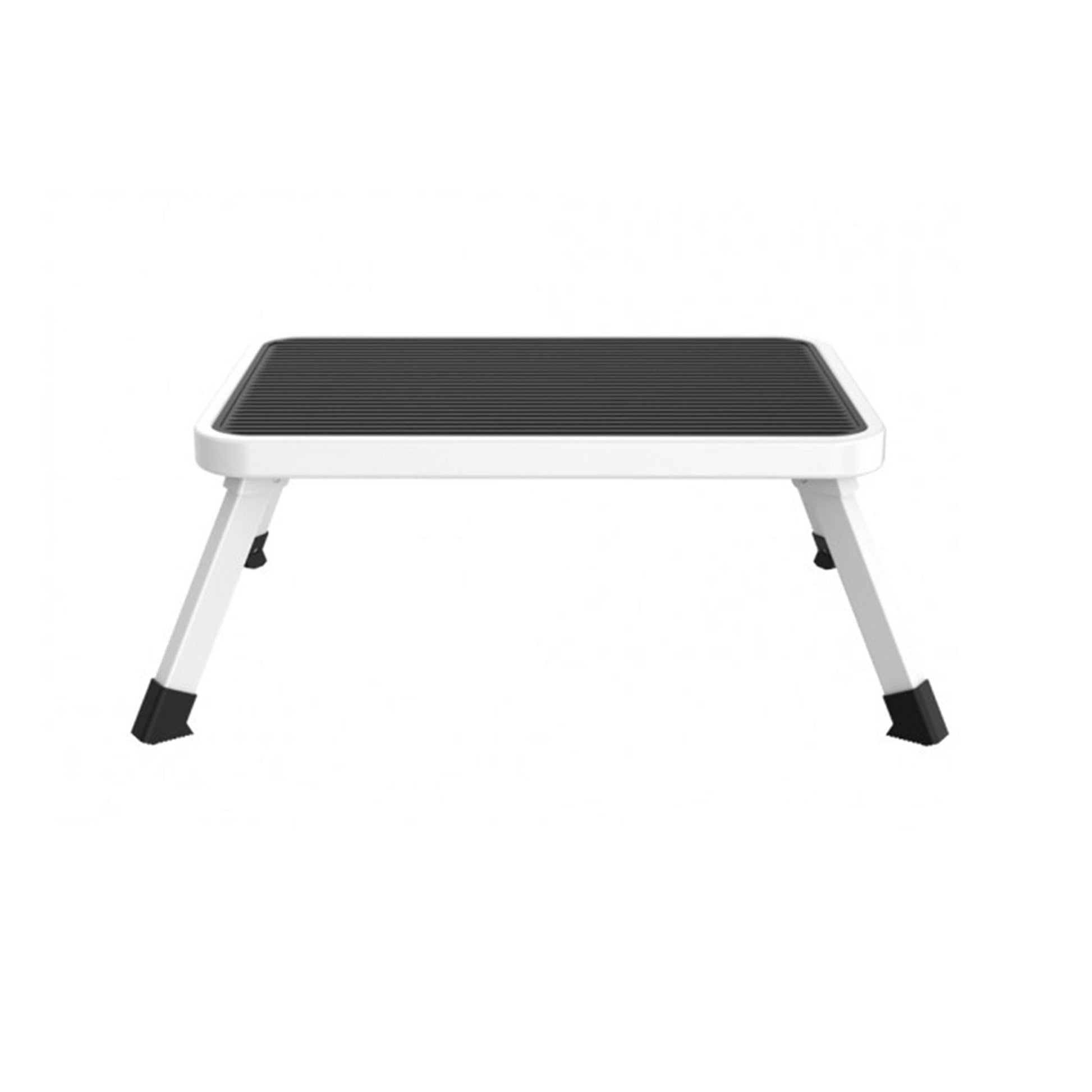 Taburete Plegable Metálico Antideslizante De 1 Escalón Blanco Y Negro_3