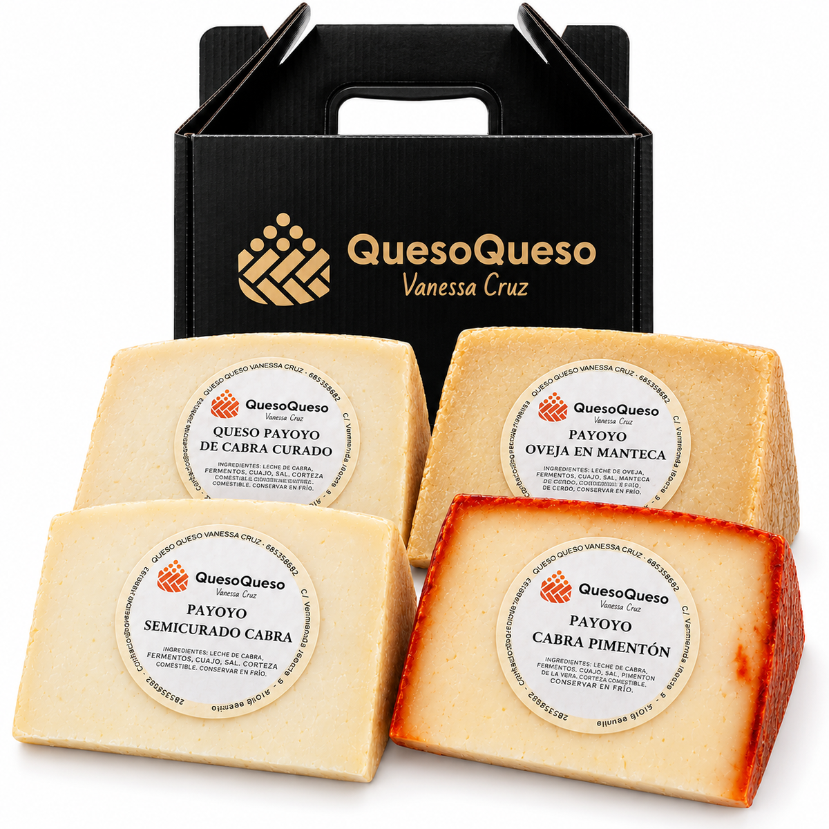 Caja Regalo De Queso Payoyo | 4 Cuñas Queso Curado, Semicurado, Manteca Y Pimentón | Cabra Y Oveja | Pack Pasteurizado_0