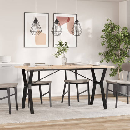 Mesa De Comedor Marco Y Madera Maciza Pino Acero 140x80x75,5 Cm_1