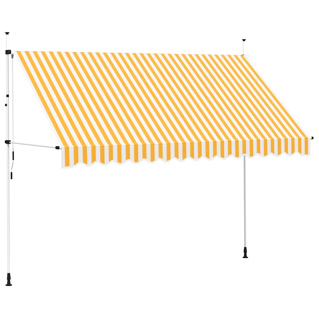 Toldo Manual Retráctil 350 Cm Naranja Y Blanco A Rayas_0