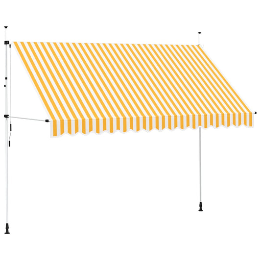 Toldo Manual Retráctil 350 Cm Naranja Y Blanco A Rayas_0