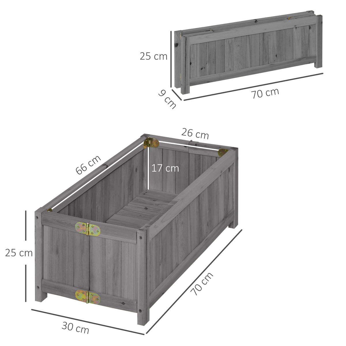 Jardinera Outsunny Madera De Abeto Gris 70x30x25 Cm_2