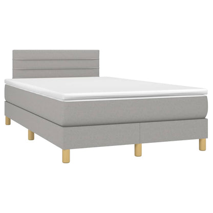 Cama Box Spring Con Colchón Tela Y Led Gris Claro 120x200 Cm / Vetonek_5