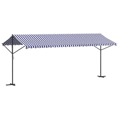 Vidaxl Toldo De Pie Tela Y Acero Azul Y Blanco 600x300 Cm_0