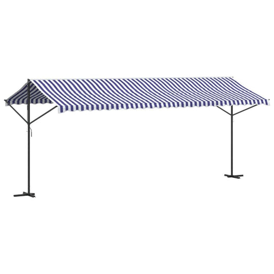 Vidaxl Toldo De Pie Tela Y Acero Azul Y Blanco 600x300 Cm_0