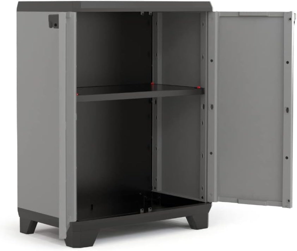 Keter Armario Stilo Bajo, Resina, 2 Puertas, 1 Balda Ajustable, 90x68x39 Cm