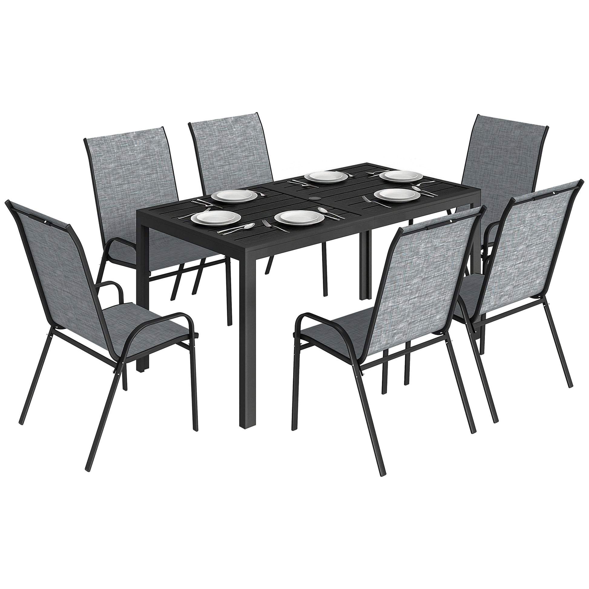 Outsunny Conjunto De Mesa Y Sillas Jardín De 7 Piezas_0