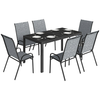 Outsunny Conjunto De Mesa Y Sillas Jardín De 7 Piezas_0