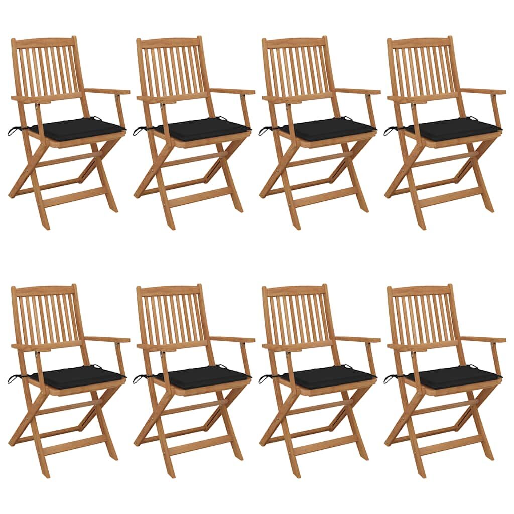 Vidaxl Sillas De Jardín Plegables 8 Uds Madera Maciza Acacia Y Cojines_0