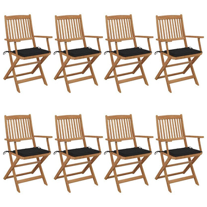 Vidaxl Sillas De Jardín Plegables 8 Uds Madera Maciza Acacia Y Cojines_0