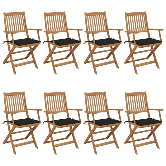 Vidaxl Sillas De Jardín Plegables 8 Uds Madera Maciza Acacia Y Cojines_0
