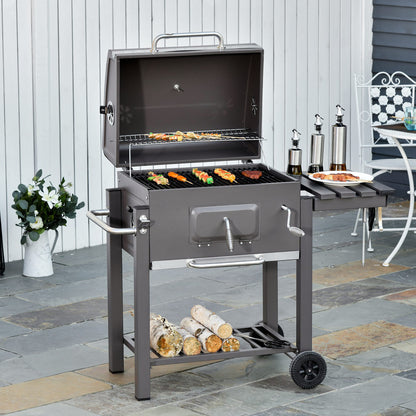 Outsunny Barbacoa De Carbón Vegetal Ruedas Estantes Parilla Barril 115x56x108cm_1