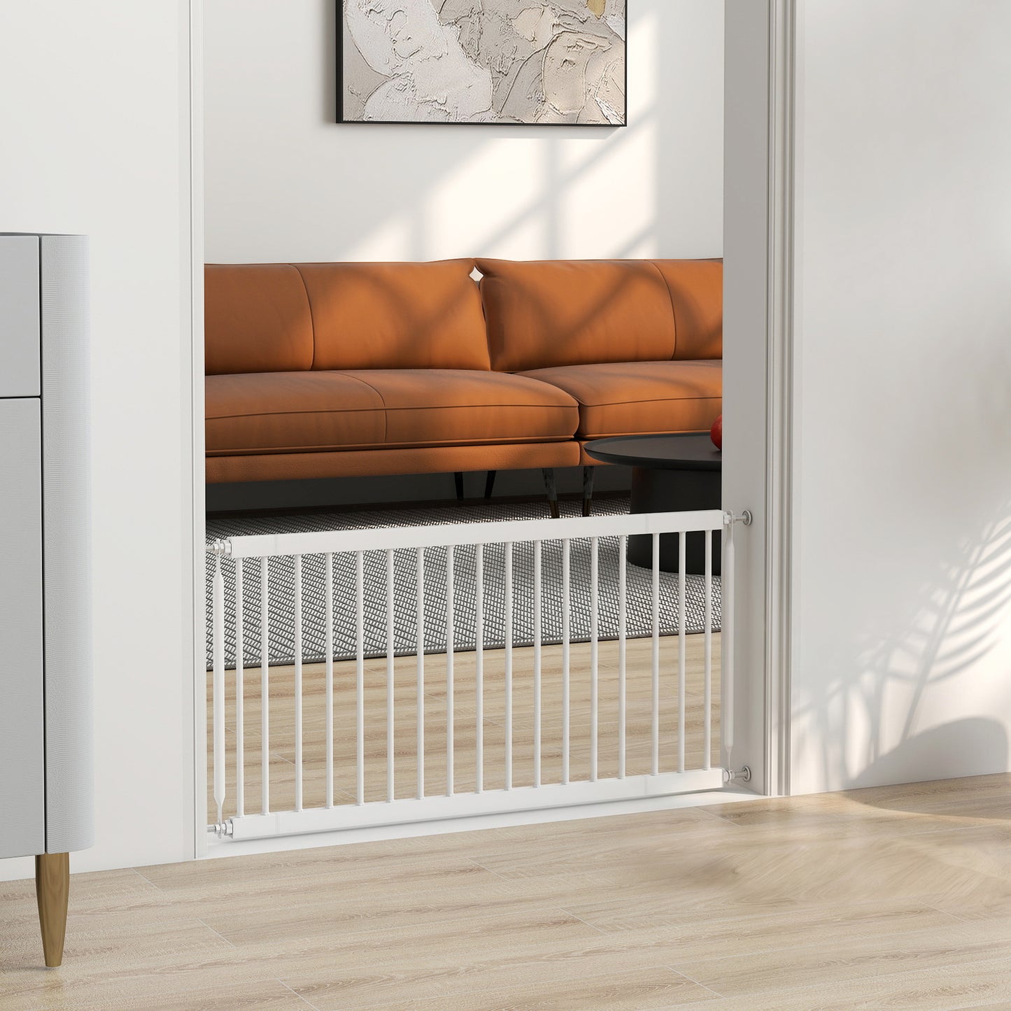 Pawhut Barrera De Seguridad Para Perros Pequeños Extensible 67-93,5 Cm Blanco_1