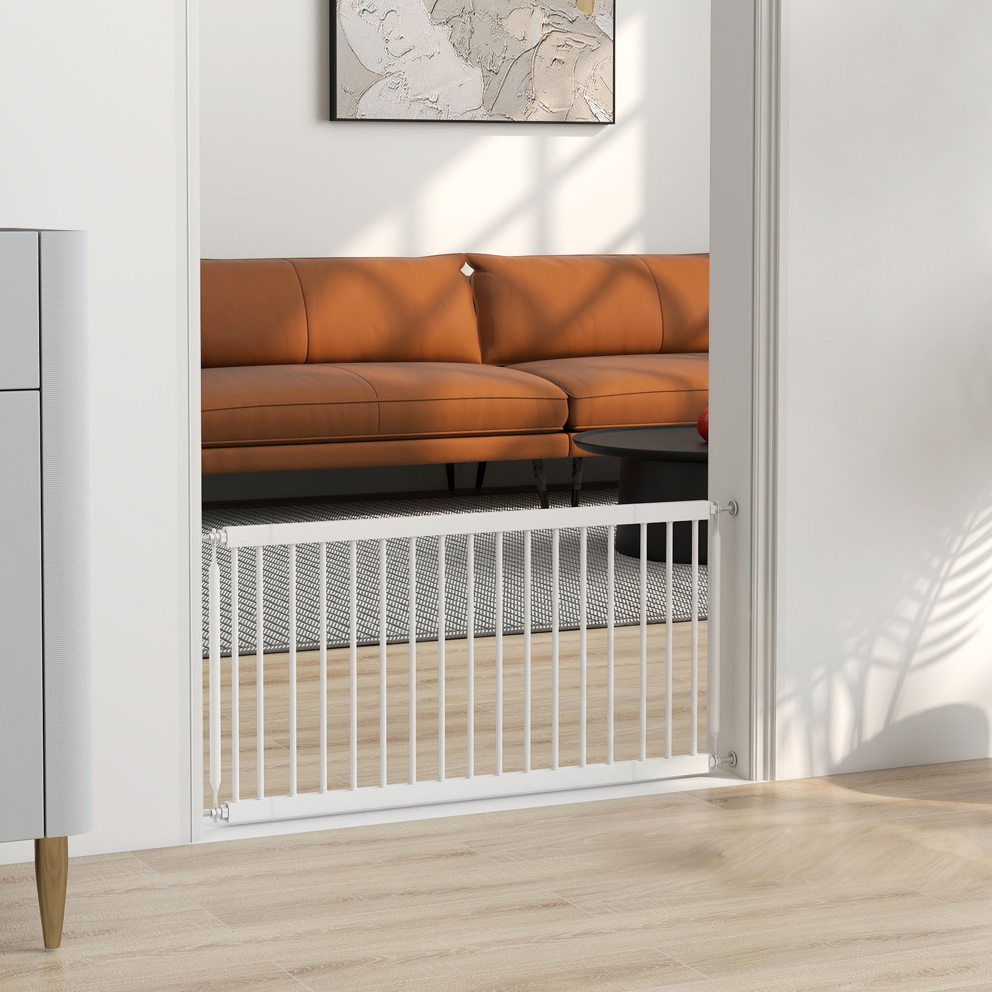 Pawhut Barrera De Seguridad Para Perros Pequeños Extensible 67-93,5 Cm Blanco_1