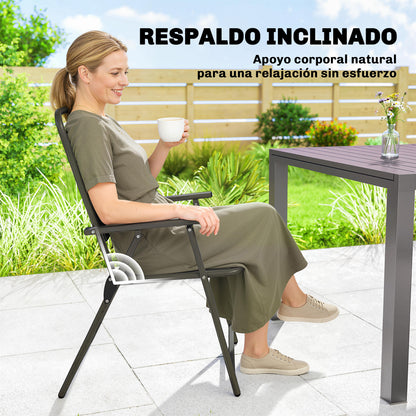 Outsunny Juego De 4 Sillas De Jardín Exterior Plegables 55x63x93 Cm Marrón_5