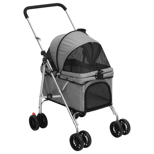 Vidaxl Cochecito Para Perros Plegable Tela Oxford Gris 76x50x100 Cm_0