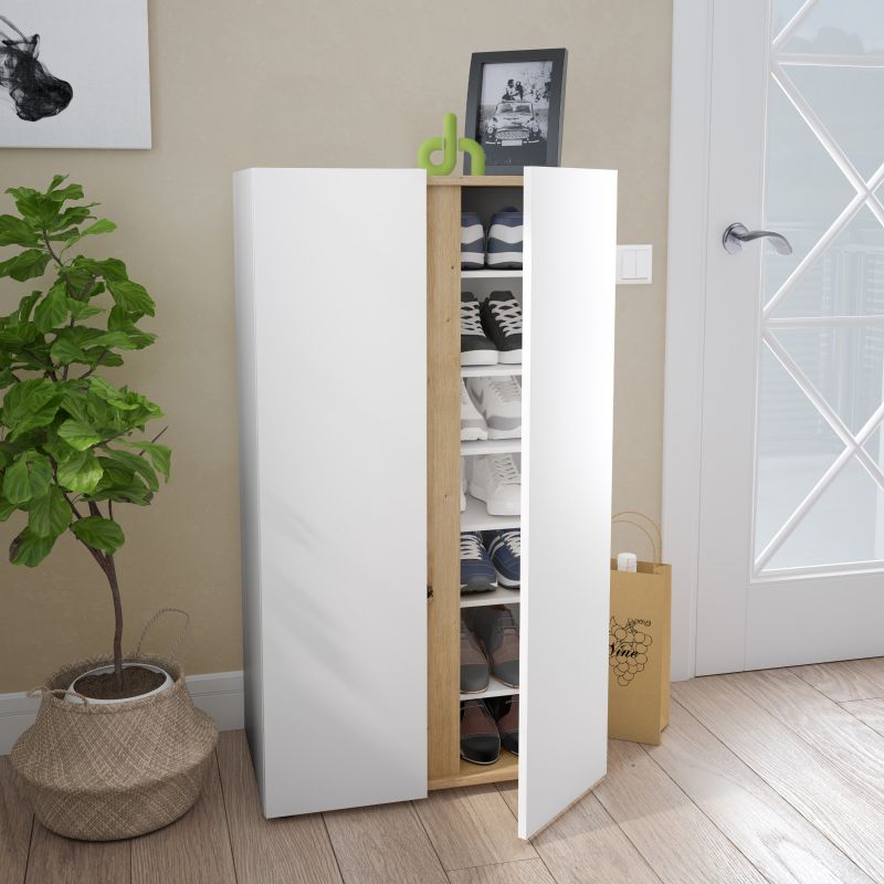 Armario Zapatero Eitan Melamina, Blanco Artik, 56,6 X 102 X 35_2