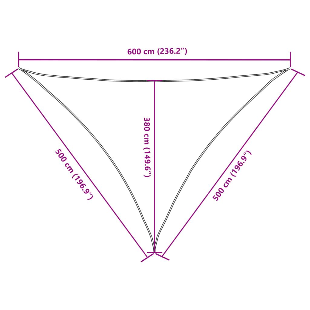 Vidaxl Toldo De Vela Triangular Tela Oxford Color Crema 5x5x6 M_2