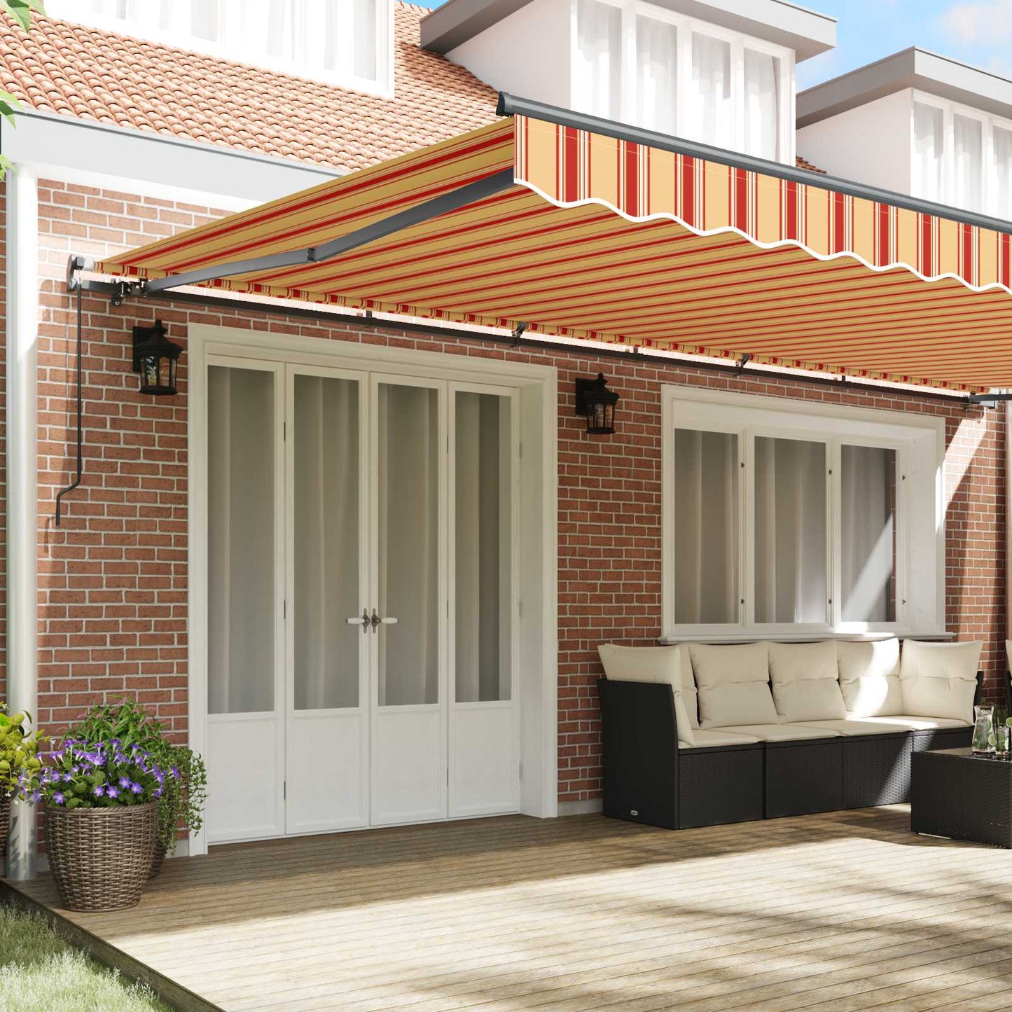 Toldo Retráctil Amarillo Y Naranja 600 X 350 Cm_2