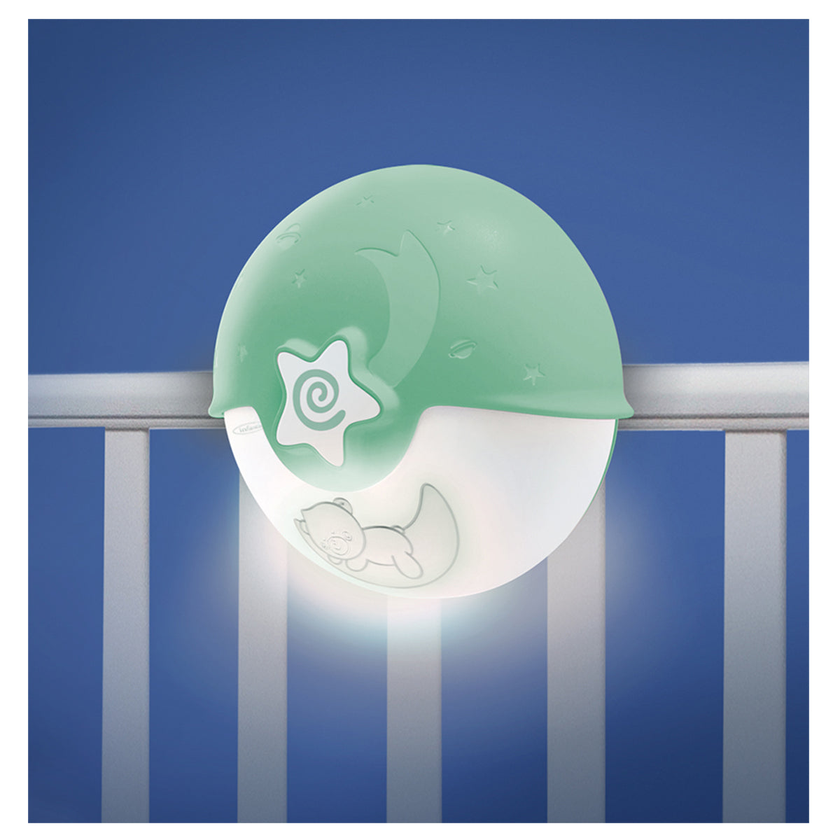 Infantino Luz Evolutiva Nocturna, Clip Para Cuna, Proyector De Estrella Y Luz De Mesa Con Melodías Y Sonidos, Verde_2