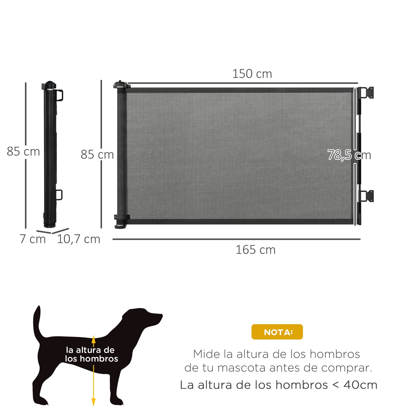 Pawhut Puerta De Seguridad Para Perros Extensible 0-150 Cm Para Escaleras Negro_2