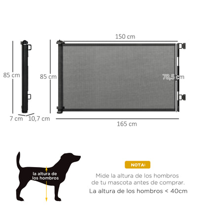 Pawhut Puerta De Seguridad Para Perros Extensible 0-150 Cm Para Escaleras Negro_2