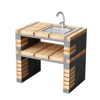 Cocina de exterior  California Plus XL esquina con barbacoa y fregadero Movelar