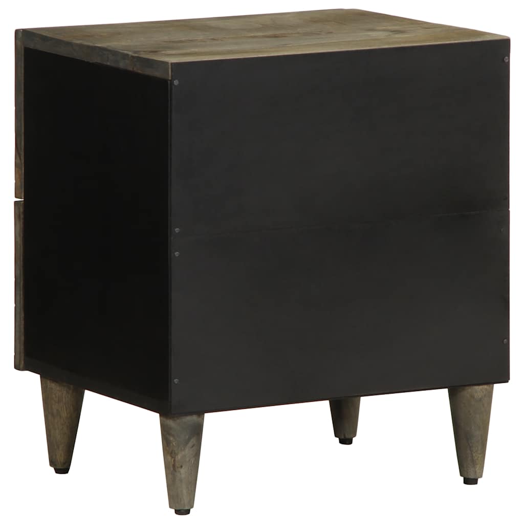 Mesita De Noche De Madera Maciza De Mango Gris Claro 40x33x46cm_3