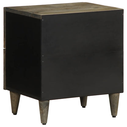 Mesita De Noche De Madera Maciza De Mango Gris Claro 40x33x46cm_3