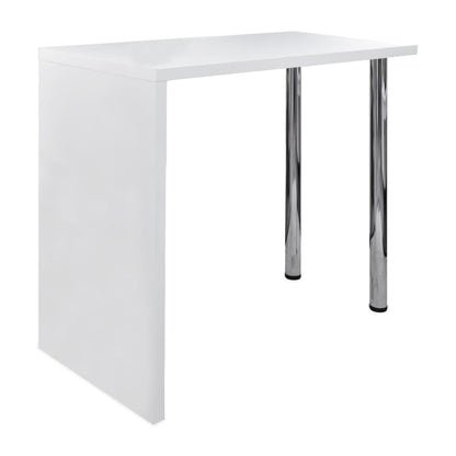 Mesa Alta De Cocina Con 2 Patas De Acero Mdf Blanco Brillo_0