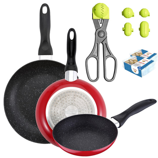 Pack De 3 Sartenes San Ignacio Ø16cm Ø20cm Ø24cm + Utensilio Multiusos Con 4 Moldes Intercambiables + 40 Bandejas De Conservación_0