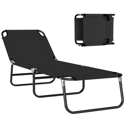 Outsunny Tumbona Plegable Reclinable Ajustable De 5 Posiciones 188x56x28cm Negro_0