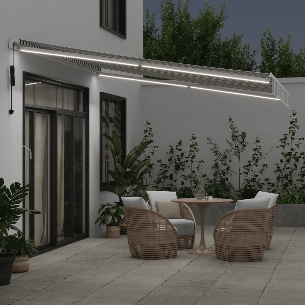 Toldo Retráctil Automático Luz Led Antracita Blanco 400x350cm_2