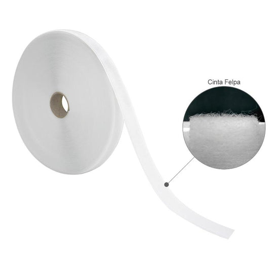 Cinta Velcro Felpa Con Adhesivo Blanco Rollo 25 Metros_0