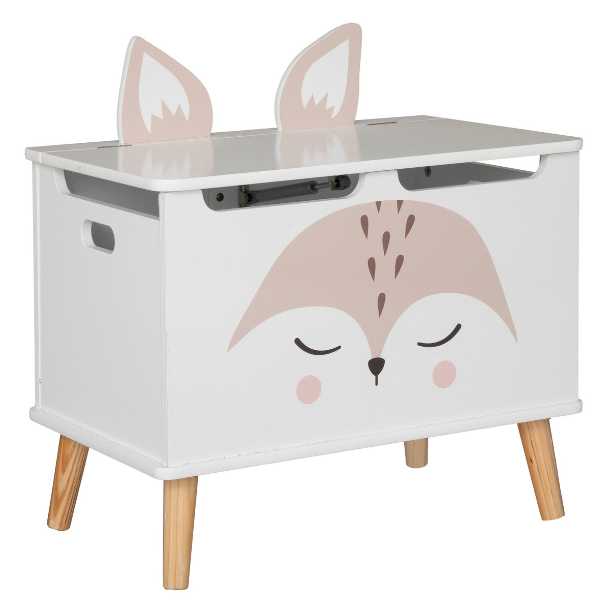 Baúl Infantil zorro En Madera Color Blanco_0